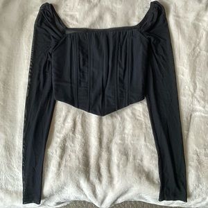 Black corset top mesh arms and back